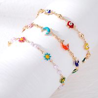 1 Piece Fashion Devil's Eye Dolphin Flower Alloy Enamel Artificial Pearls Women's Bracelets main image 1