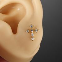 Fashion Heart Shape Flower Stainless Steel Plating Inlay Zircon Ear Studs 1 Piece main image 4