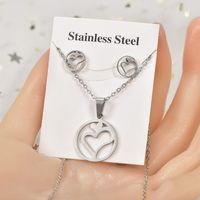 Simple Style Tortoise Star Heart Shape Stainless Steel Hollow Out Earrings Necklace 1 Set main image 5