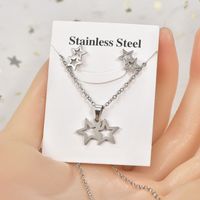 Simple Style Tortoise Star Heart Shape Stainless Steel Hollow Out Earrings Necklace 1 Set main image 3