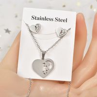 Simple Style Tortoise Star Heart Shape Stainless Steel Hollow Out Earrings Necklace 1 Set sku image 4