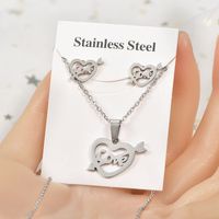 Simple Style Tortoise Star Heart Shape Stainless Steel Hollow Out Earrings Necklace 1 Set sku image 6