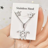 Simple Style Tortoise Star Heart Shape Stainless Steel Hollow Out Earrings Necklace 1 Set sku image 1