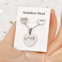 Simple Style Tortoise Star Heart Shape Stainless Steel Hollow Out Earrings Necklace 1 Set sku image 7
