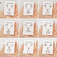 Simple Style Tortoise Star Heart Shape Stainless Steel Hollow Out Earrings Necklace 1 Set main image 1