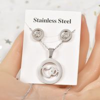 Simple Style Tortoise Star Heart Shape Stainless Steel Hollow Out Earrings Necklace 1 Set sku image 9