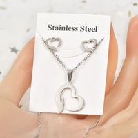 Simple Style Tortoise Star Heart Shape Stainless Steel Hollow Out Earrings Necklace 1 Set sku image 8