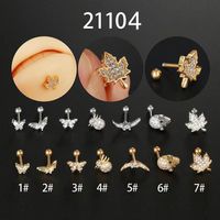 Fashion Leaf Butterfly Titanium Steel Plating Inlay Zircon Ear Studs 1 Piece sku image 6