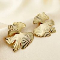 1 Pair Streetwear Leaf Plating Stainless Steel 14k Gold Plated Drop Earrings sku image 1