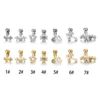 Fashion Heart Shape Flower Stainless Steel Plating Inlay Zircon Ear Studs 1 Piece main image 2