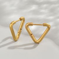 1 Pair Simple Style Triangle Circle Heart Shape Stainless Steel Hoop Earrings sku image 6
