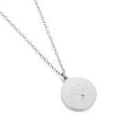 Fashion Round Letter Titanium Steel Plating Inlay Artificial Diamond Pendant Necklace 1 Piece sku image 1