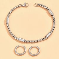 Fashion Simple Style Geometric Stainless Steel Plating Bracelets Earrings 2 Piece Set sku image 1