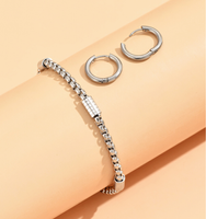 Fashion Simple Style Geometric Stainless Steel Plating Bracelets Earrings 2 Piece Set main image 3