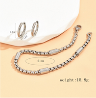 Fashion Simple Style Geometric Stainless Steel Plating Bracelets Earrings 2 Piece Set main image 2