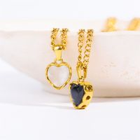 Simple Style Heart Shape Stainless Steel Plating Opal Pendant Necklace main image 4