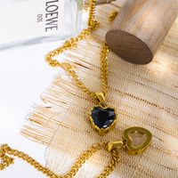 Simple Style Heart Shape Stainless Steel Plating Opal Pendant Necklace main image 3