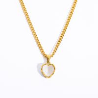 Simple Style Heart Shape Stainless Steel Plating Opal Pendant Necklace sku image 1