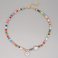 Fashion Letter Mixed Materials Beaded Rhinestones Pearl Women's Necklace main image 3