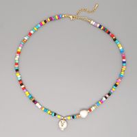 Fashion Letter Mixed Materials Beaded Rhinestones Pearl Women's Necklace main image 2