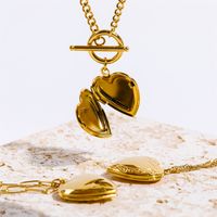 201 Stainless Steel 304 Stainless Steel Fashion Plating Heart Shape Pendant Necklace main image 4