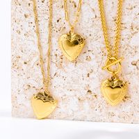 201 Stainless Steel 304 Stainless Steel Fashion Plating Heart Shape Pendant Necklace main image 3