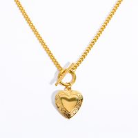 201 Stainless Steel 304 Stainless Steel Fashion Plating Heart Shape Pendant Necklace sku image 3
