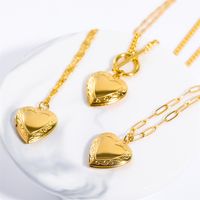 201 Stainless Steel 304 Stainless Steel Fashion Plating Heart Shape Pendant Necklace main image 2
