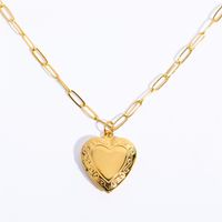 201 Stainless Steel 304 Stainless Steel Fashion Plating Heart Shape Pendant Necklace sku image 1