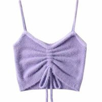 Women's Wrap Crop Top Tank Tops Ruched Sexy Solid Color main image 3
