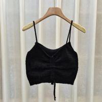 Women's Wrap Crop Top Tank Tops Ruched Sexy Solid Color main image 4