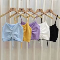 Women's Wrap Crop Top Tank Tops Ruched Sexy Solid Color main image 2