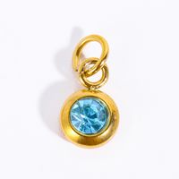 1 Pièce Acier Inoxydable Zircon Rond Pendentif sku image 5