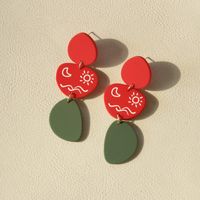 1 Pair Cute Heart Shape Flower Arylic Women's Drop Earrings sku image 2
