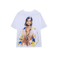 Women's T-shirt Short Sleeve T-shirts Printing Contrast Binding Fashion Printing main image 5