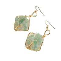 Ethnic Style Square Oval Lucky Tree Natural Stone Polishing Drop Earrings 1 Pair main image 5