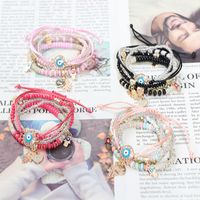 1 Set Fashion Devil's Eye Palm Heart Shape Alloy Plastic Resin Beaded Enamel Inlay Rhinestones Women's Bracelets main image 5