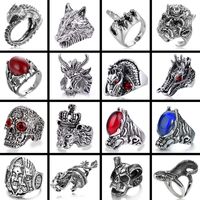 1 Piece Hip-hop Animal Skull Alloy Plating Hollow Out Inlay Artificial Gemstones Rhinestones Unisex Open Ring main image 1