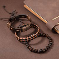 Fashion Beaded Pu Leather Handmade Men's Bracelets main image 1