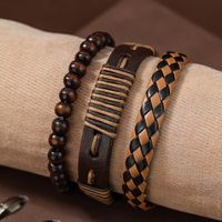 Fashion Beaded Pu Leather Handmade Men's Bracelets sku image 1