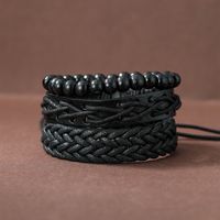 Fashion Beaded Pu Leather Handmade Men's Bracelets main image 4