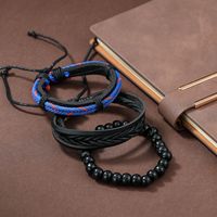 Fashion Beaded Pu Leather Handmade Men's Bracelets main image 9