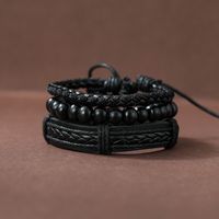 Fashion Beaded Pu Leather Handmade Men's Bracelets main image 5