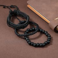 Fashion Beaded Pu Leather Handmade Men's Bracelets main image 2