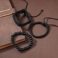 Fashion Beaded Pu Leather Handmade Men's Bracelets main image 3