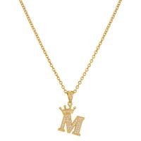 Simple Style Letter Crown Stainless Steel Rhinestone Plating Pendant Necklace 1 Piece sku image 15