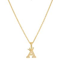 Simple Style Letter Crown Stainless Steel Rhinestone Plating Pendant Necklace 1 Piece sku image 4