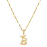 Simple Style Letter Crown Stainless Steel Rhinestone Plating Pendant Necklace 1 Piece sku image 5