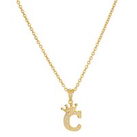 Simple Style Letter Crown Stainless Steel Rhinestone Plating Pendant Necklace 1 Piece sku image 6
