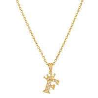 Simple Style Letter Crown Stainless Steel Rhinestone Plating Pendant Necklace 1 Piece sku image 9